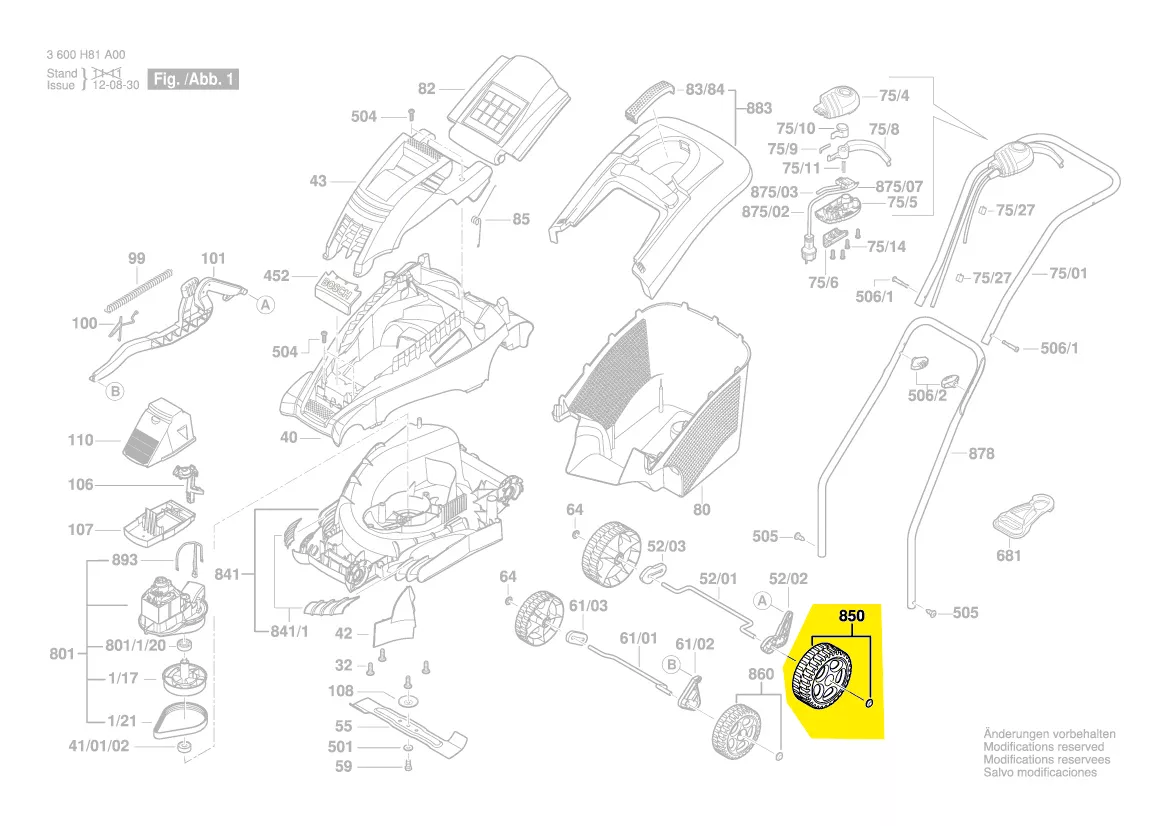 Roue arrière tondeuse Bosch réf. F 016 103 662